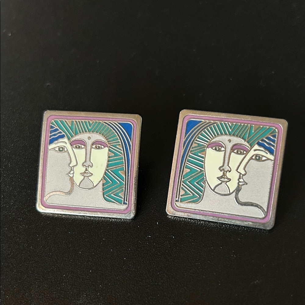 Artistic Face Design Square Earrings